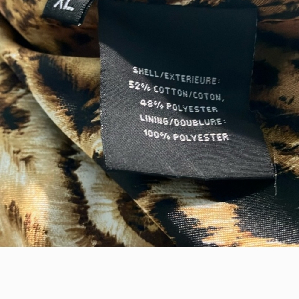 Dana Buchman Black Trench Coat with Animal Print Lining And Tie - Picture 14 of 14